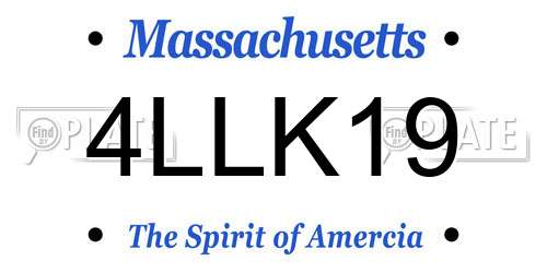 4LLK19 Massachusetts License Plate