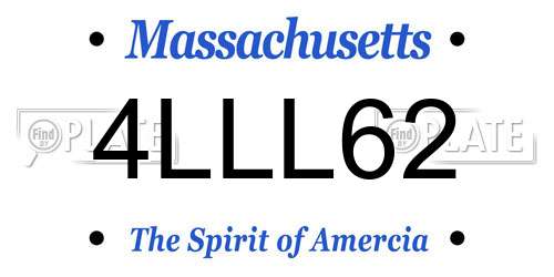 4LLL62 Massachusetts License Plate