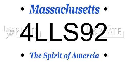 4LLS92 Massachusetts License Plate