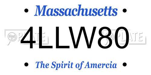 4LLW80 Massachusetts License Plate