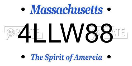 4LLW88 Massachusetts License Plate