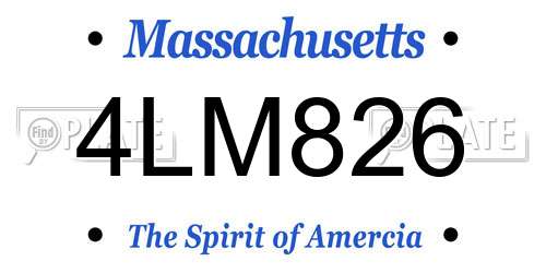 4LM826 Massachusetts License Plate