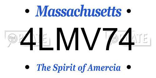 4LMV74 Massachusetts License Plate