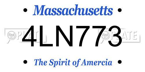 4LN773 Massachusetts License Plate
