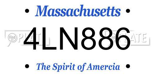 4LN886 Massachusetts License Plate