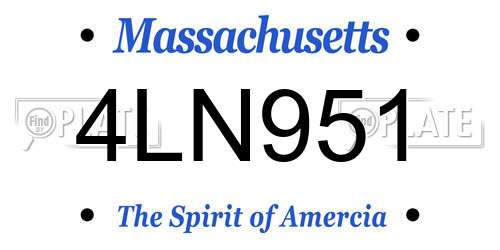 4LN951 Massachusetts License Plate