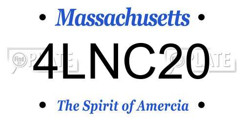 4LNC20 Massachusetts License Plate