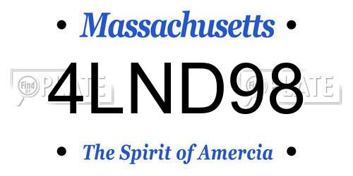 4LND98 Massachusetts License Plate