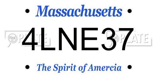4LNE37 Massachusetts License Plate