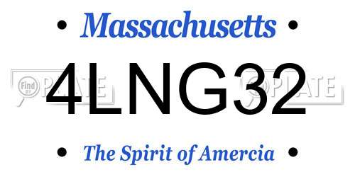 4LNG32 Massachusetts License Plate