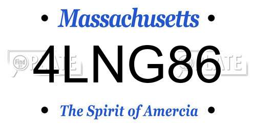 4LNG86 Massachusetts License Plate