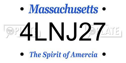 4LNJ27 Massachusetts License Plate