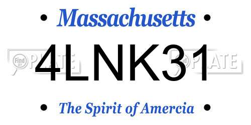 4LNK31 Massachusetts License Plate