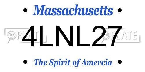4LNL27 Massachusetts License Plate