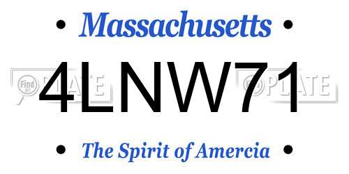 4LNW71 Massachusetts License Plate