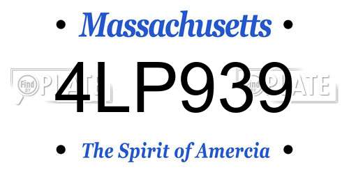 4LP939 Massachusetts License Plate