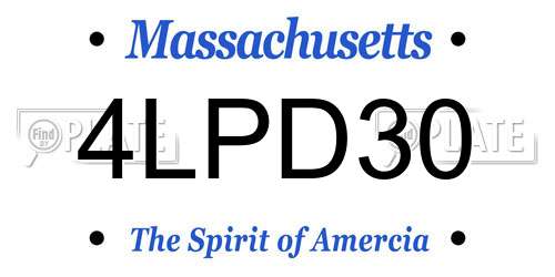4LPD30 Massachusetts License Plate