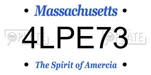 4LPE73 Massachusetts License Plate
