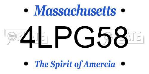 4LPG58 Massachusetts License Plate