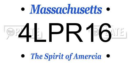 4LPR16 Massachusetts License Plate