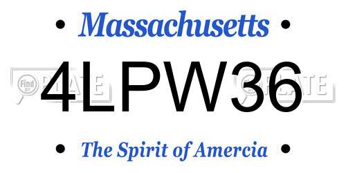 4LPW36 Massachusetts License Plate