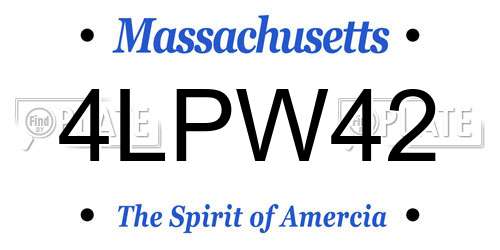 4LPW42 Massachusetts License Plate