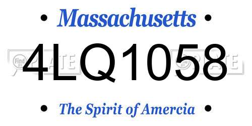 4LQ1058 Massachusetts License Plate