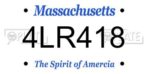 4LR418 Massachusetts License Plate