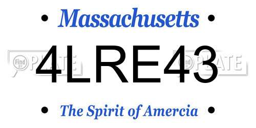4LRE43 Massachusetts License Plate