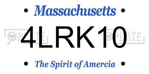 4LRK10 Massachusetts License Plate