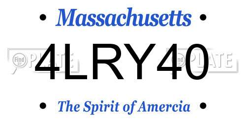 4LRY40 Massachusetts License Plate