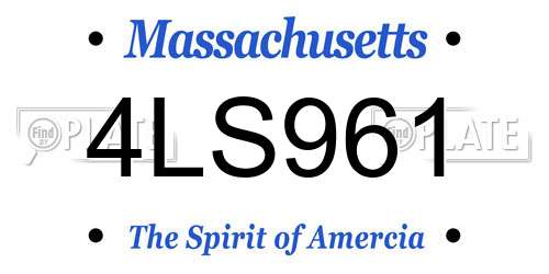 4LS961 Massachusetts License Plate