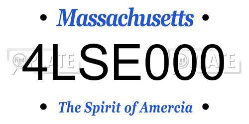 4LSE000 Massachusetts License Plate