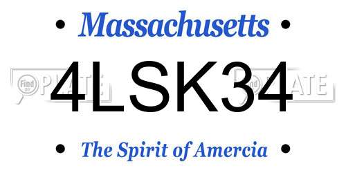 4LSK34 Massachusetts License Plate