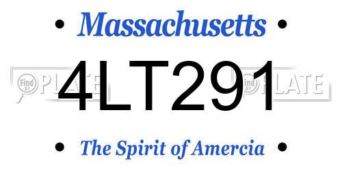 4LT291 Massachusetts License Plate