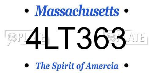 4LT363 Massachusetts License Plate