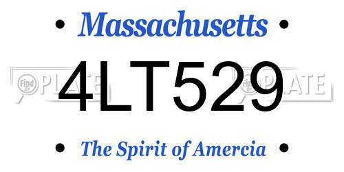 4LT529 Massachusetts License Plate