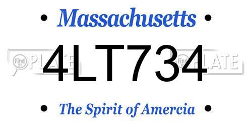 4LT734 Massachusetts License Plate