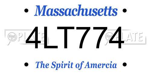 4LT774 Massachusetts License Plate
