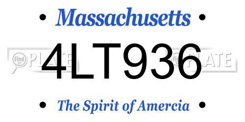4LT936 Massachusetts License Plate