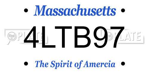 4LTB97 Massachusetts License Plate