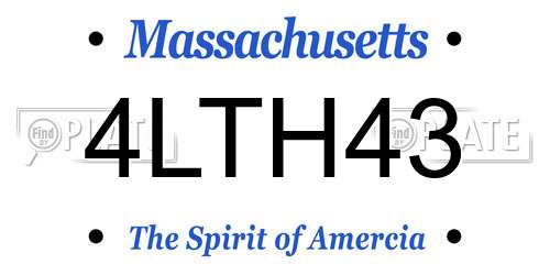 4LTH43 Massachusetts License Plate