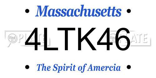 4LTK46 Massachusetts License Plate