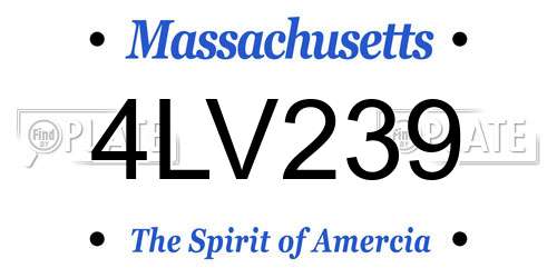 4LV239 Massachusetts License Plate