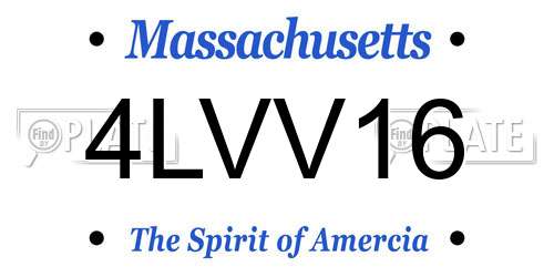 4LVV16 Massachusetts License Plate