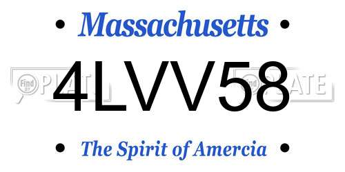 4LVV58 Massachusetts License Plate