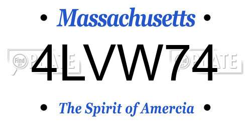 4LVW74 Massachusetts License Plate