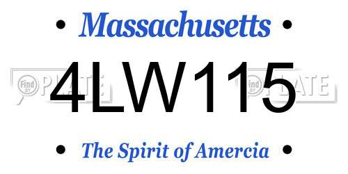4LW115 Massachusetts License Plate