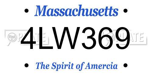 4LW369 Massachusetts License Plate