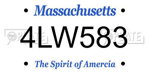4LW583 Massachusetts License Plate
